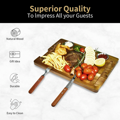 Wood Cutting Board Meal Set